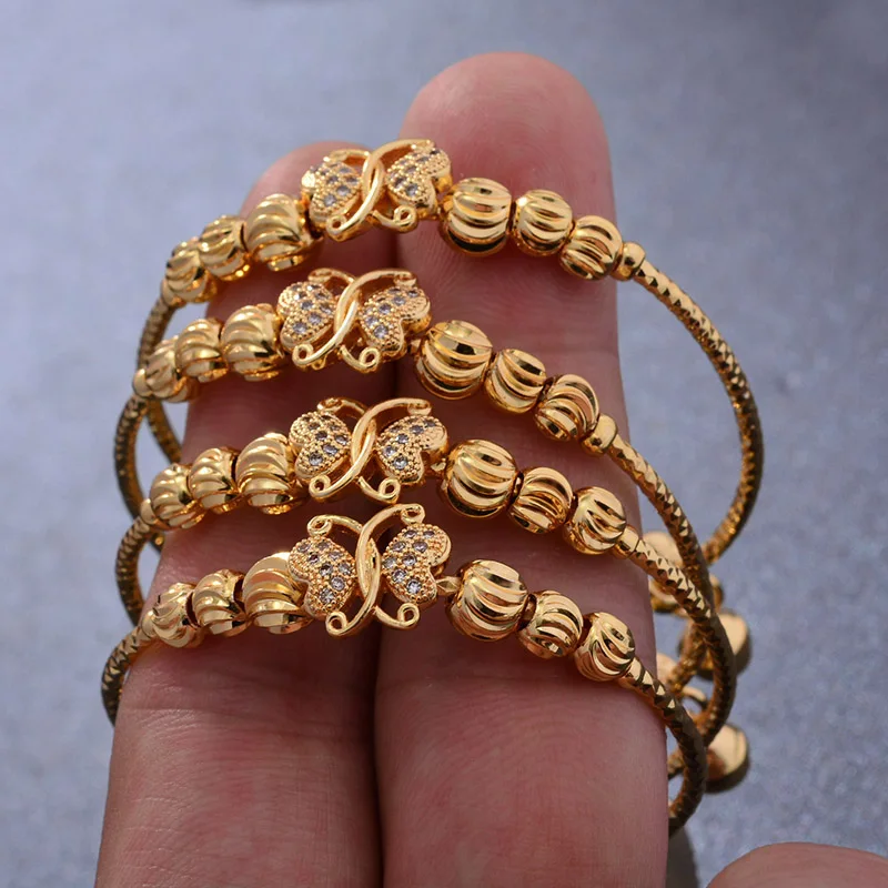 Bangles Trendy African Ethiopia 24K Plated butterfly Gold color Bangles for Baby boy Girls Women Luxury Gifts Dubai Jewelry gift