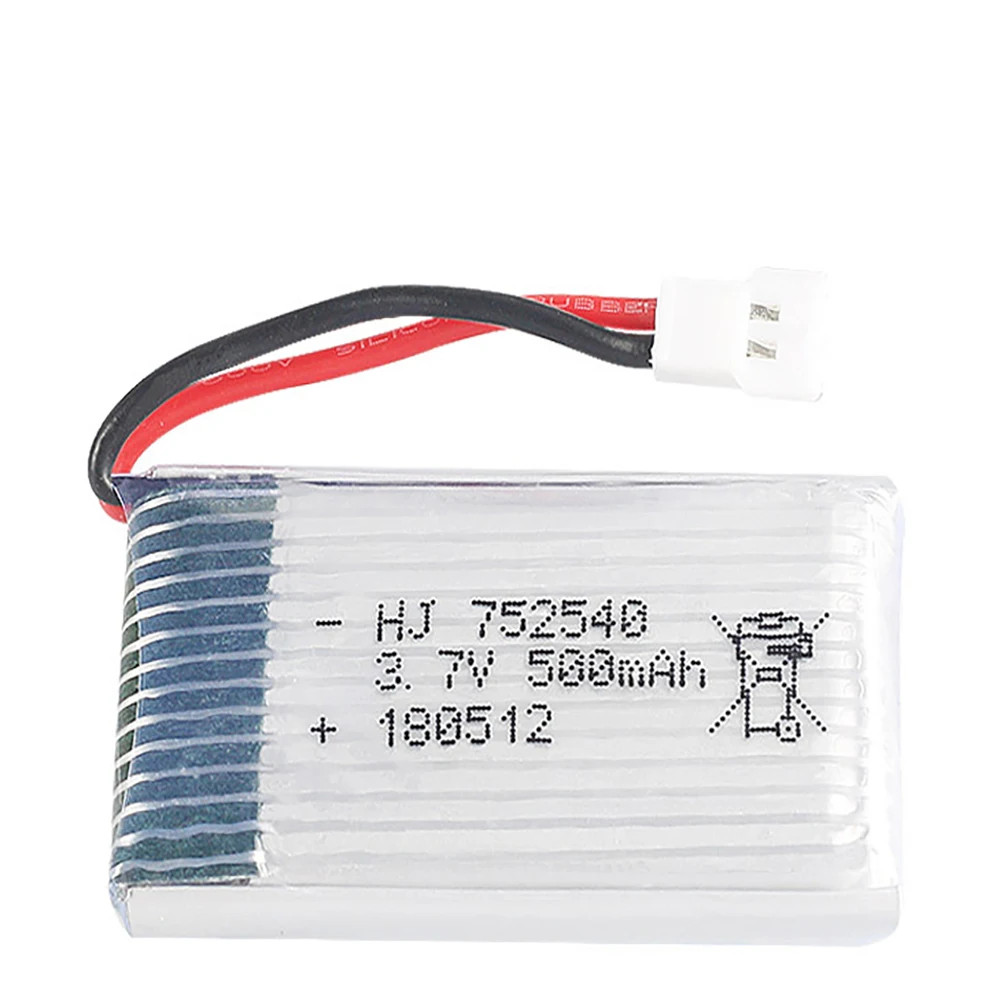 3.7V 500mAh 752540 Lipo Battery With Charger For Syma X5C X5SW M68 Cheerson CX-30 H5C RC Drone Spare Parts 2-5pcs Battery Packs