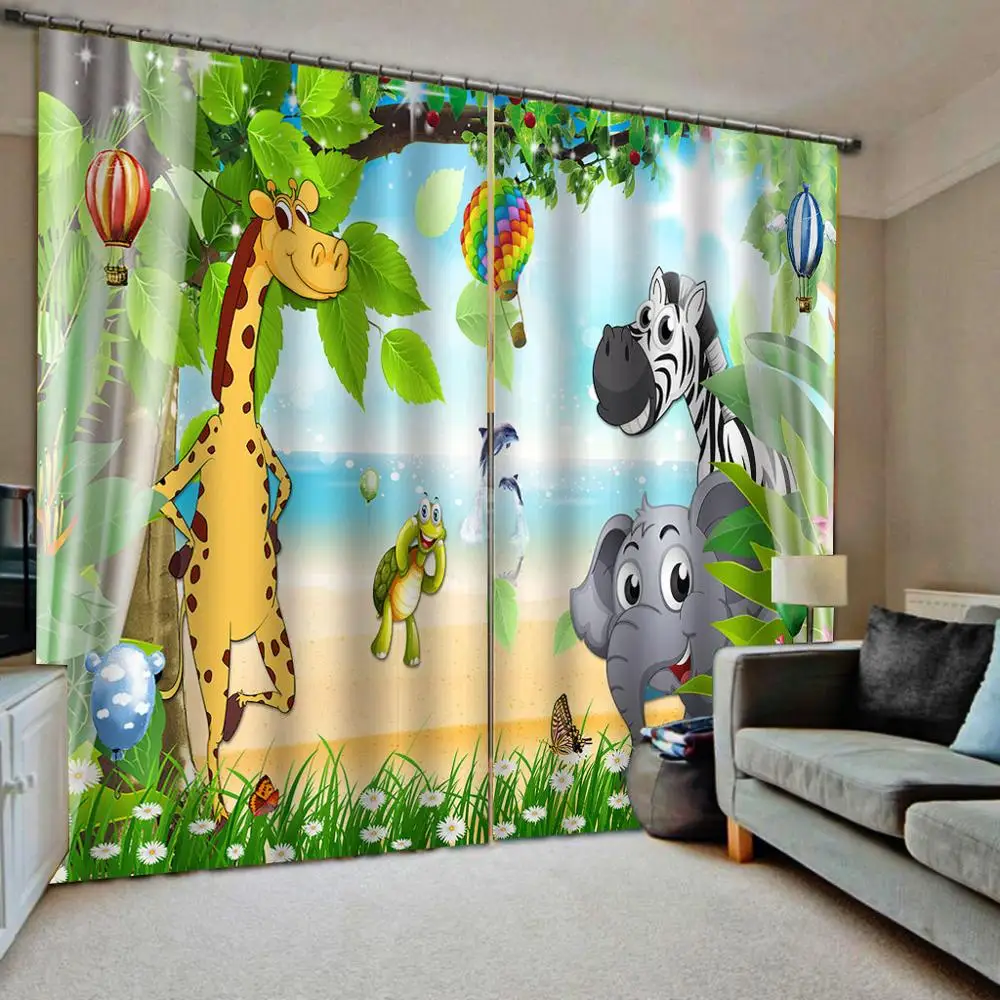 Drapes Living room Bedroom Decor 2 Panels HooksWindow Curtains  kids curtains cartoon curtain