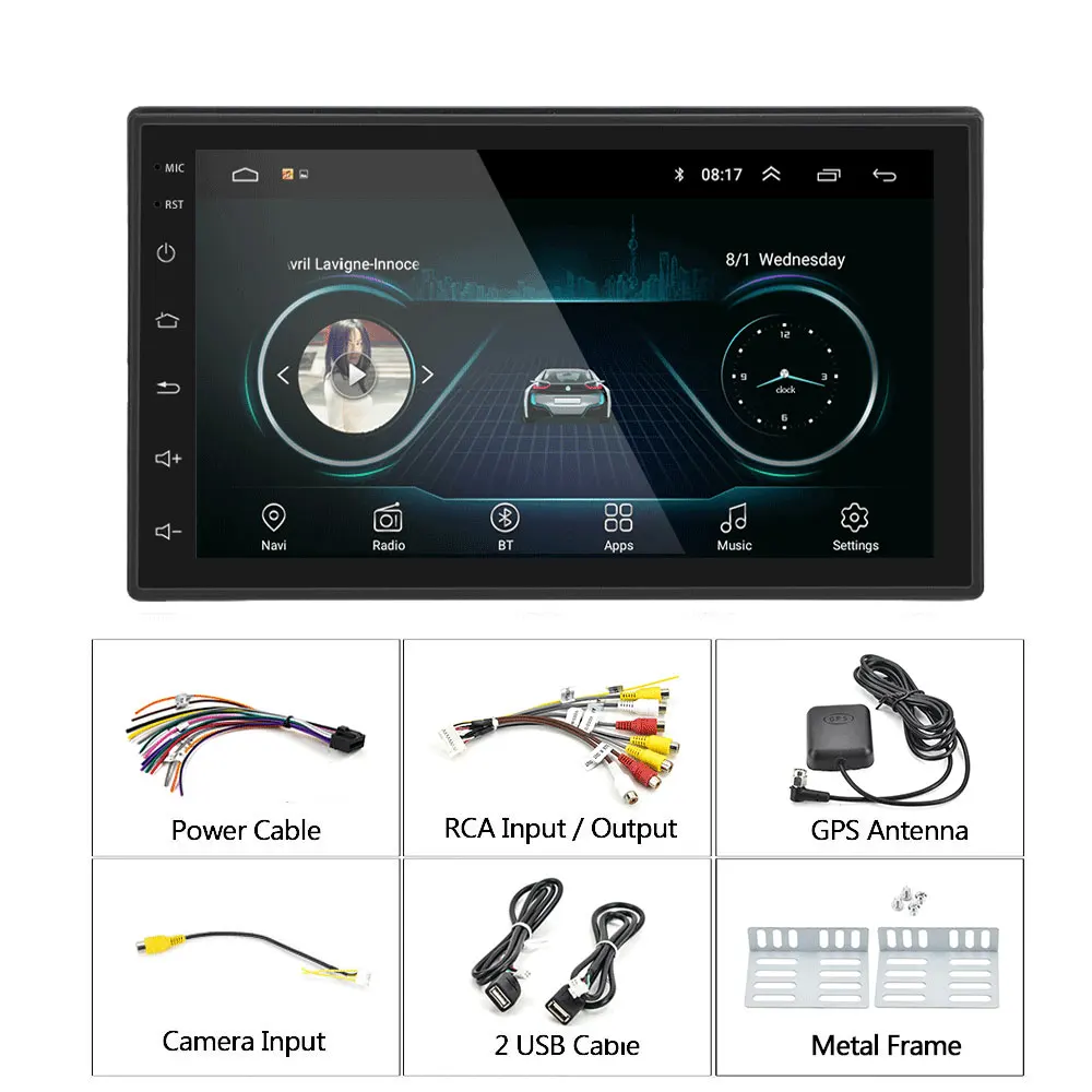 Podofo 2 Din autoradio GPS Android 7 \