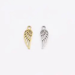 10pcs Wholesale Stainless Steel High Quality Wings Charms Pendant DIY Necklace Earrings Bracelets Vacuum Colorless 2 Colors