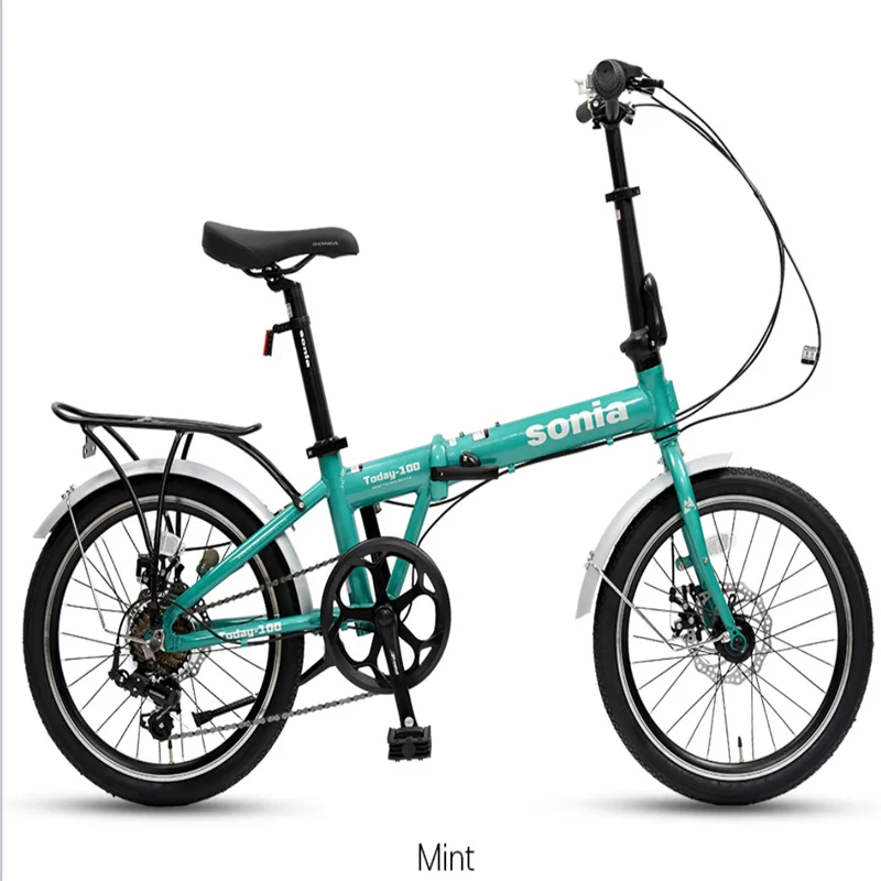 20 inch Folding Bike with Disc Brake Aluminum Alloy Mini Bicycles City Walking Bikes Street Cycles 7 Speed