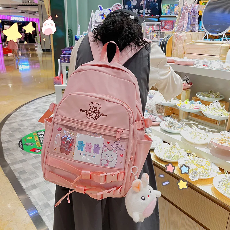 

2021 new Korean backpack female ins Japanese high-capacity junior high school students Harajuku high-value schoolbag.