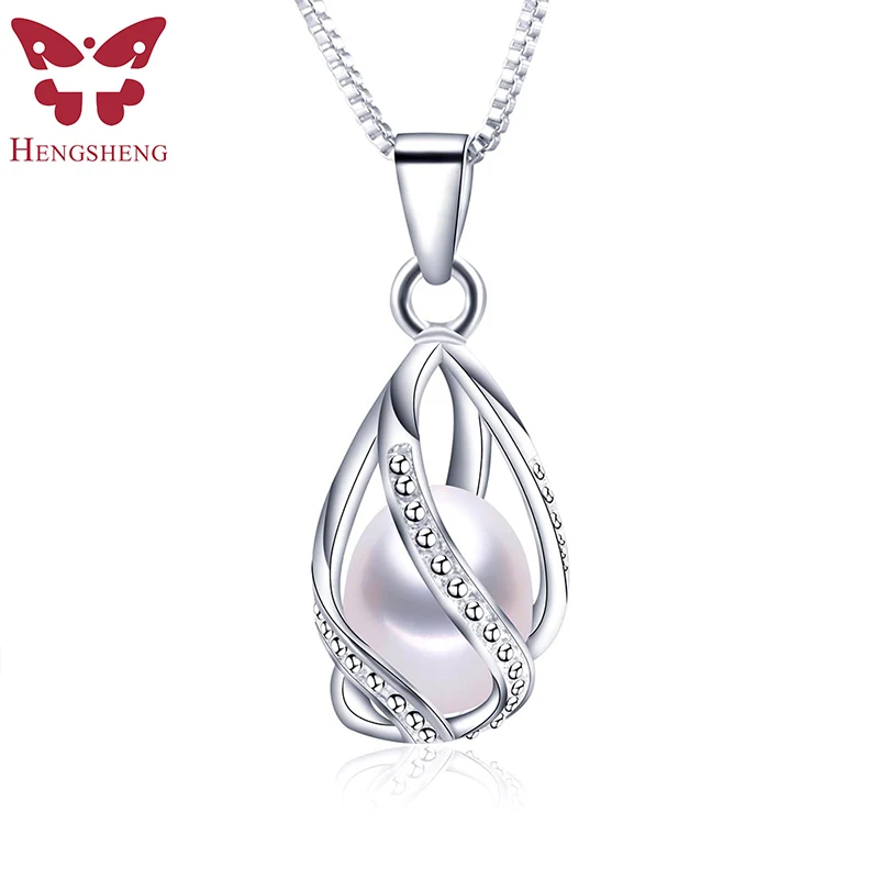 

2020 New Arrivals 100% Natural Freshwater Pearl Cage Pendant For Women 925 Sterling Silver Elegant Zircon Pearl Necklace Jewelry