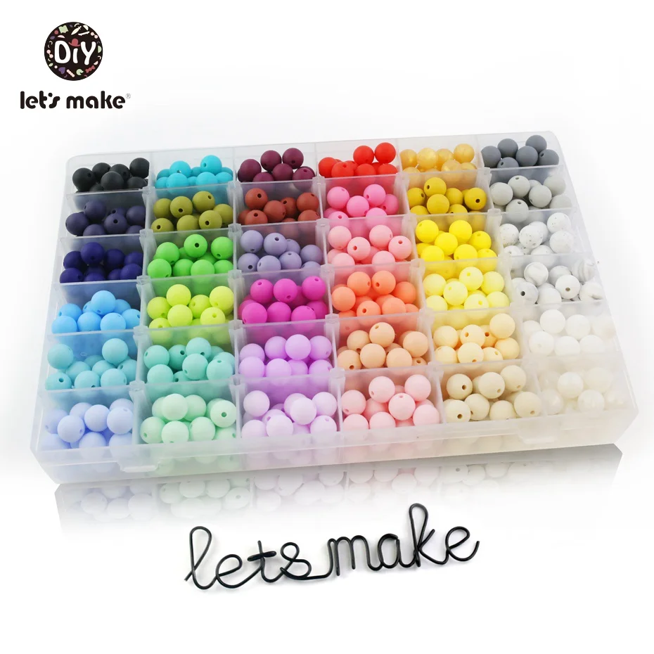 Let\'s Make 100pcs Perle Silicone Beads 15mm Baby Teether Round Beads Food Grade Beads DIY BPA Free Beads 15mm Silicone Beads