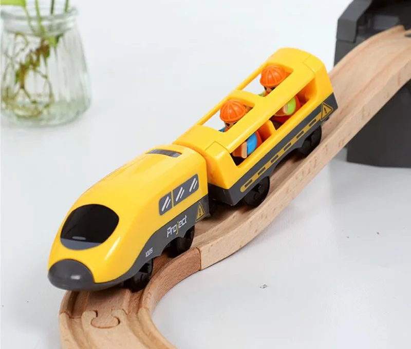 Elektrische Zug Set Spielzeug Modell Zug Elektrische Auto Fit Für Holz Eisenbahn Holz Eisenbahn Track Weihnachten Geschenk Für Kinder – Detail 5