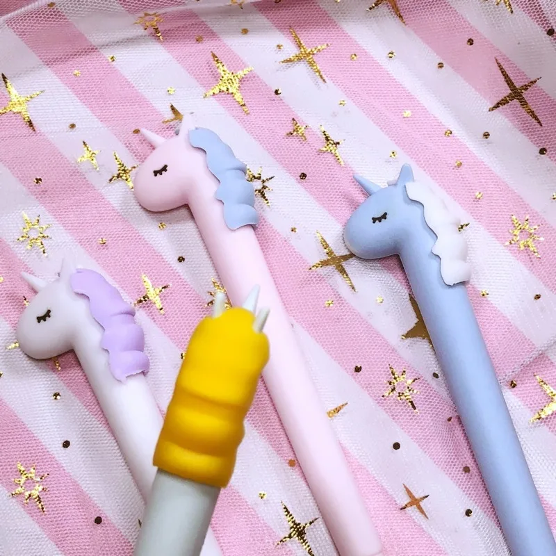 4 PCs Cute Candy-Colored pony Gel Ink Pens Whoelsale Students Writing Supplies Signature Pen Student Writing Office