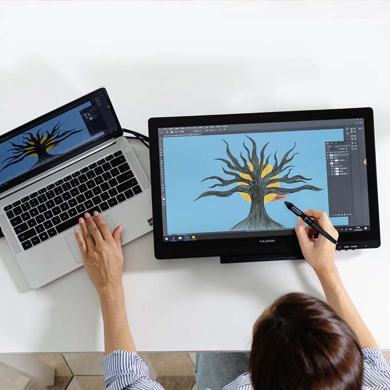 Imagem -05 - Huion Kamvas 20 Caneta Digital Tablet Monitor Gráficos Desenho Monitor Caneta Display com Bateria-livre Caneta Tilt Função para Win Mac Mesa Digitalizadora