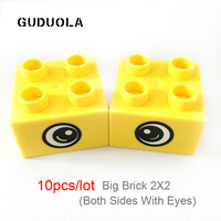 10pcs/lot Big Bricks2x2 with Eyes  Marble Race Run Maze Balls Track Funnel Building Blocks Building Blocks Toys