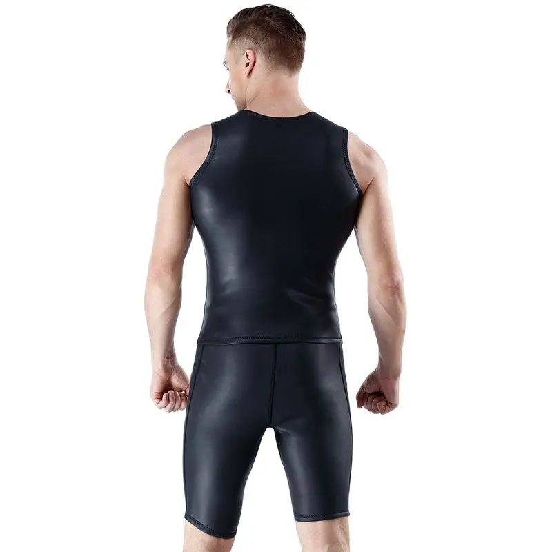 Men's Diving And Sailing CR+ Leather Vest, 1.5mm Neoprene Skin, Scuba Swimwear Waistcoat, Snorkling Surfing, Sleeveless Tank Top