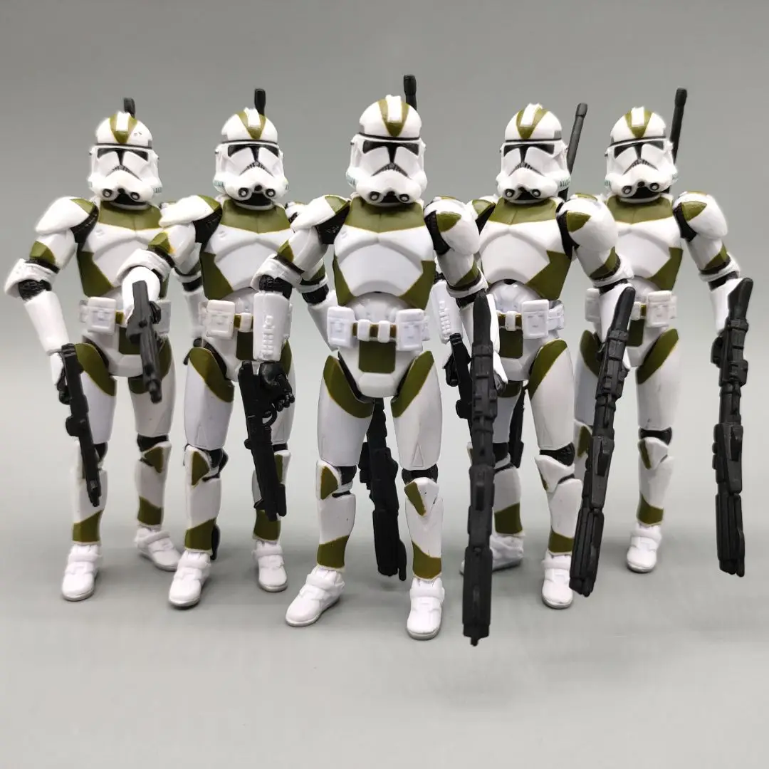 Lot of 5 Star Wars Republic 442ND Battallion Green White Clone Trooper 3.75