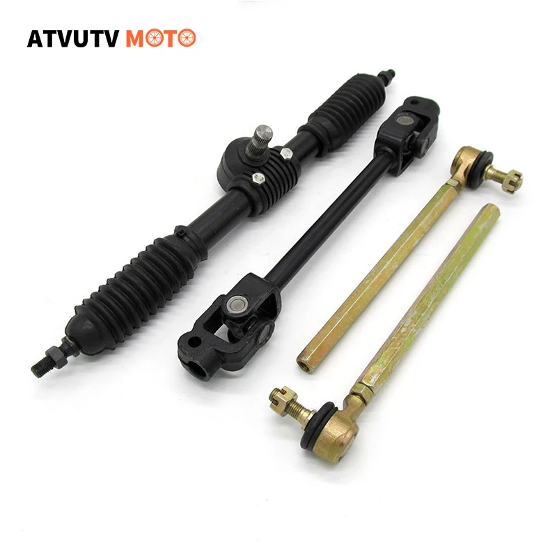 Director Steering Assembly U Joint Tie Rod Knuckle Shaft Tie Rod Rack Kit For 110cc Chinese Go Kart Buggy ATV UTV 445mm 330mm