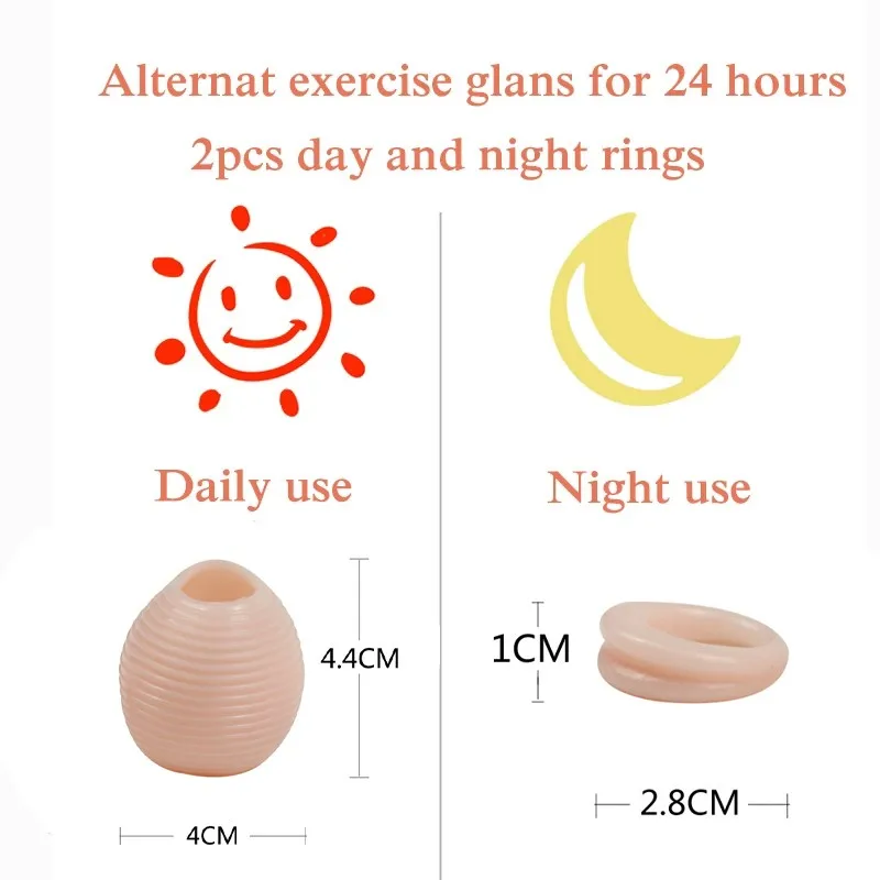 2PCS Silicone Male Foreskin Corrector Resistance Ring Delay Ejaculation Penis Rings Sex Toys for Men Daily/Night Cock Ring