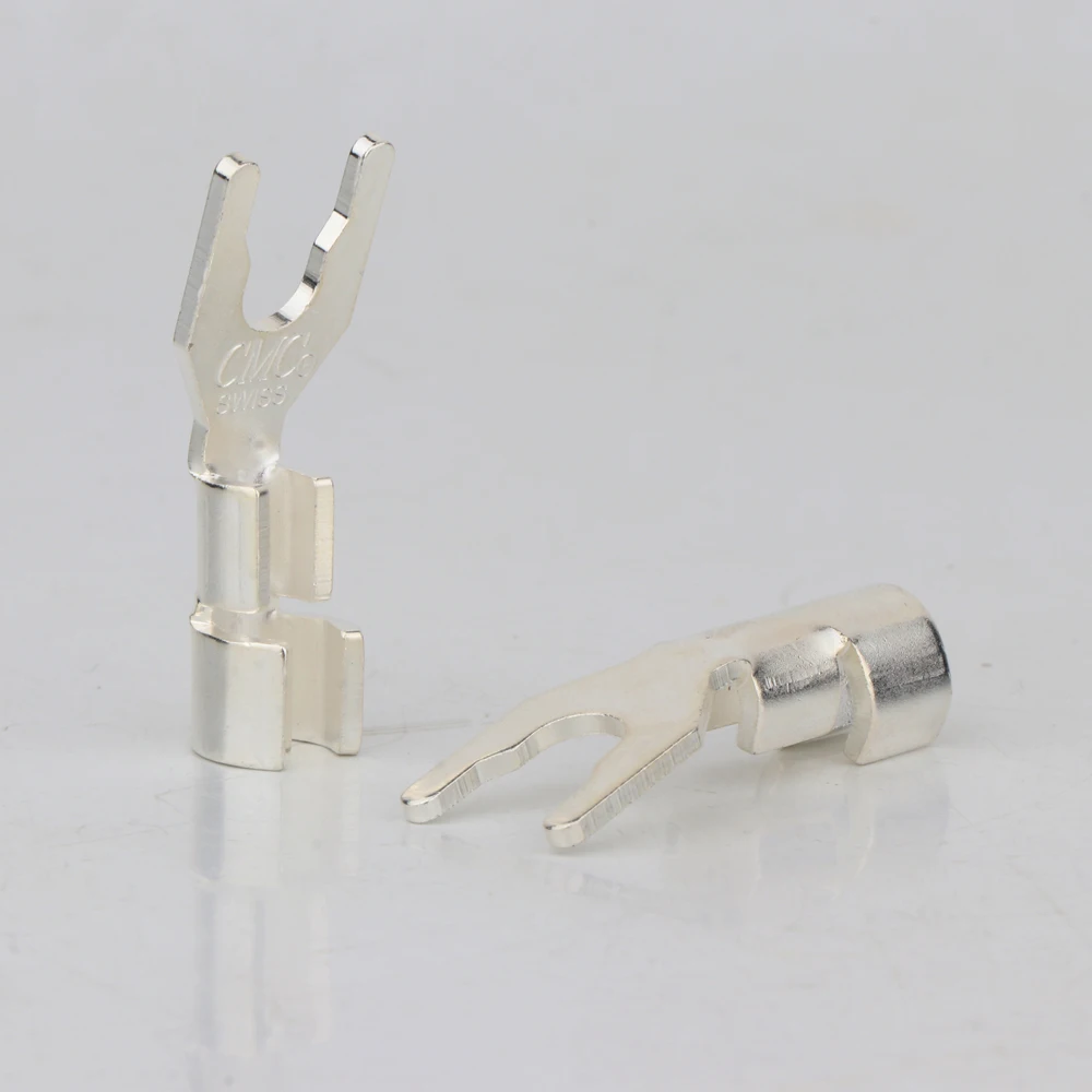 8 stück Hohe Qualität CMC Stil Y spaten Silber Überzogene Y Spaten Stecker Hifi Audio Lautsprecher Kabel Stecker Stecker