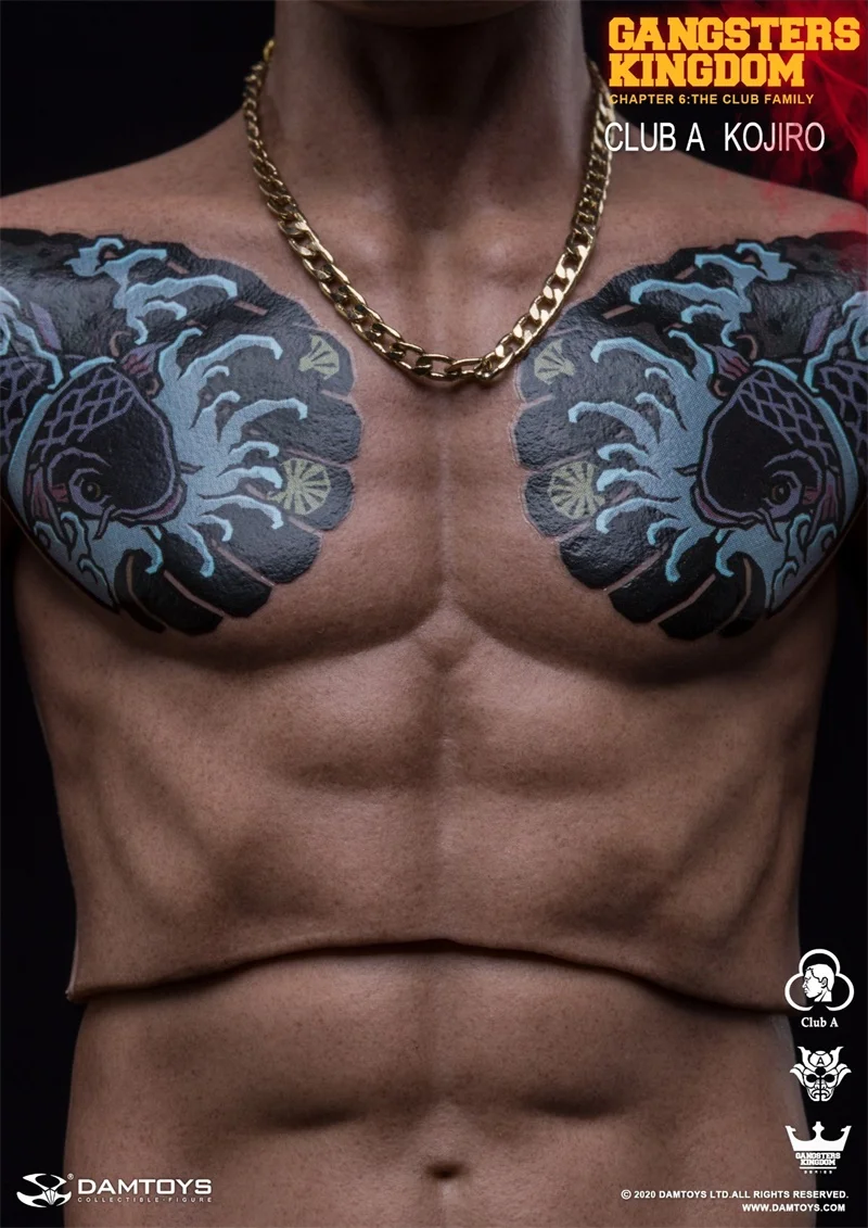 

In Stock 1/6th DAMTOY DAM GK021 Gangster Kingdom Male Body Muscle Figures With Tattoos Pattern Model For 12inch Body Doll