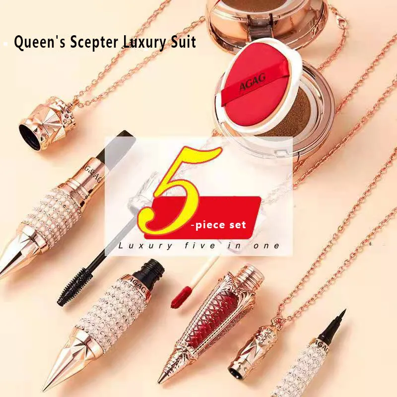 Queen's Scepter Makeup Set, Almofada De Ar, BB Cream, Mascara, Delineador, Batom, Kit Tint Lip, Caixa De Presente