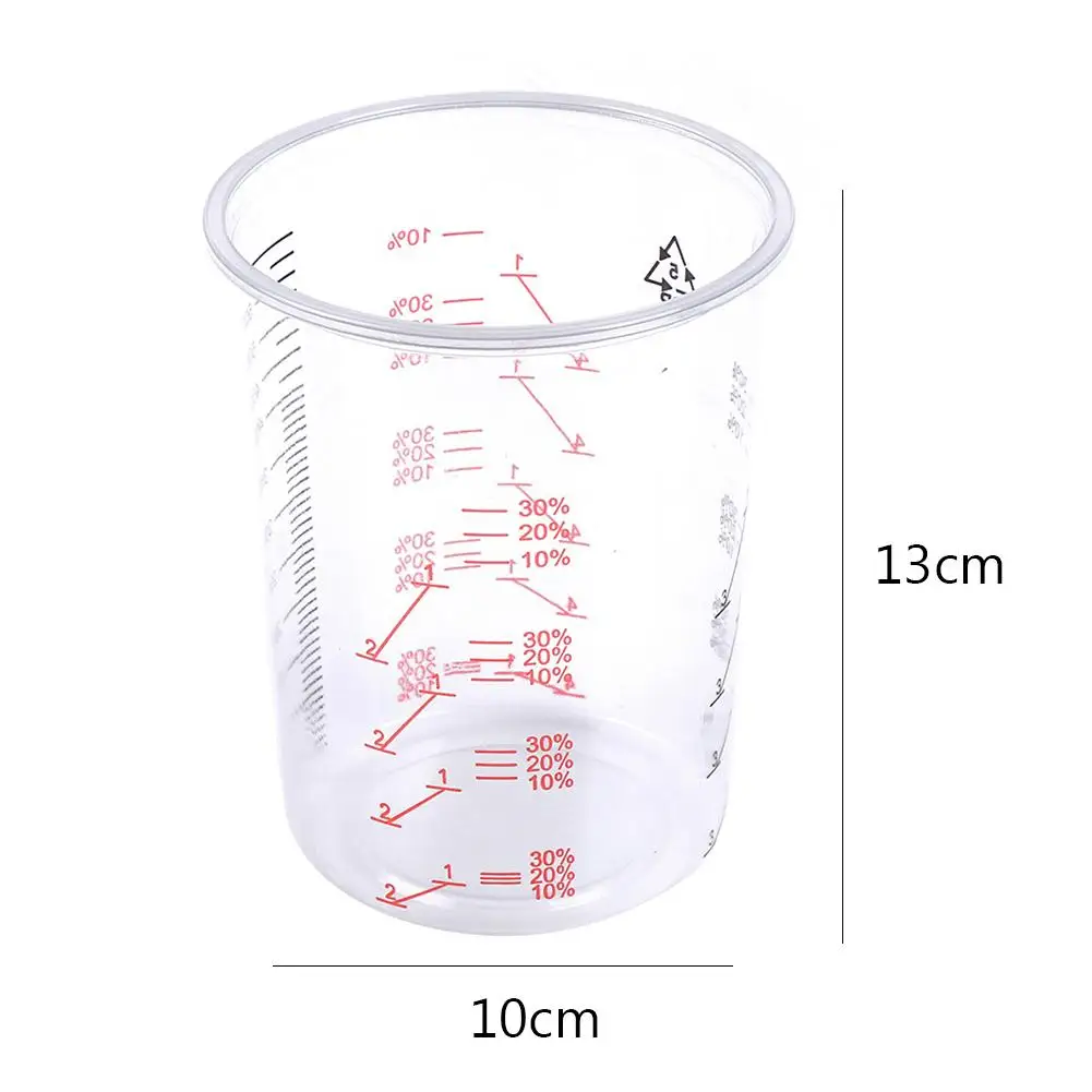 Taza medidora graduada para mezclar líquidos, recipiente de plástico transparente para pintura, 10 piezas, 600ml