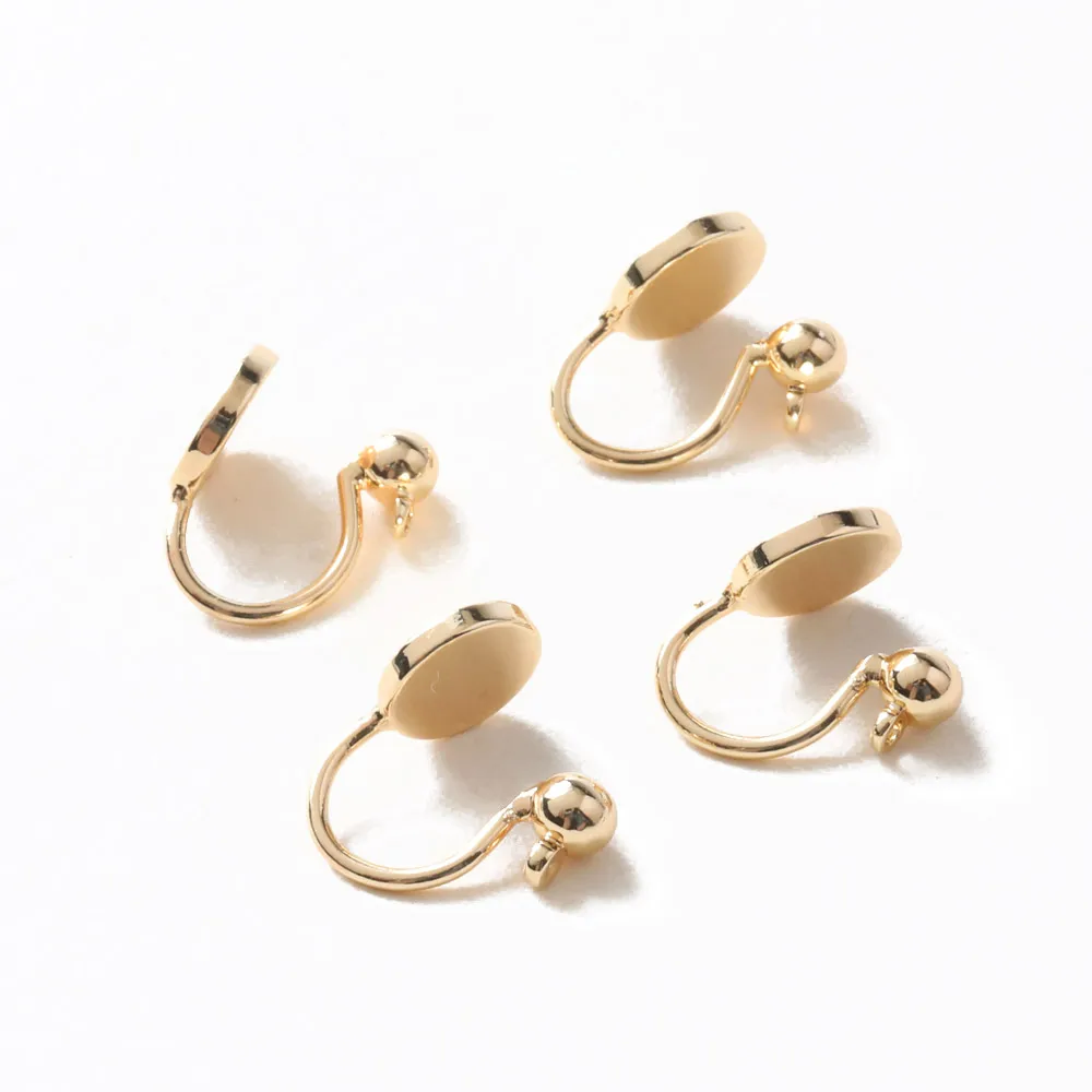 4PCS 14k Gold Plated  Painless Clip on Earrings Diy Jewelry Findings Components  Making Supplies Copper Accessories