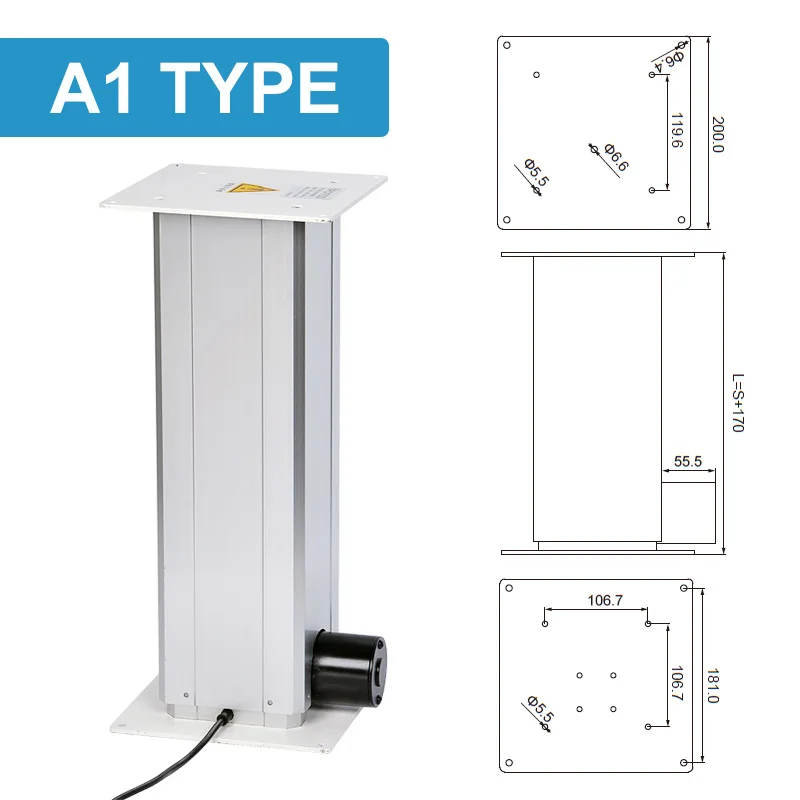 Imagem -02 - Coluna de Elevação Elétrica de Alumínio Mesa de Plataforma de Elevação de Precisão Coluna Telescópica Atuador Linear 500kg 5000n