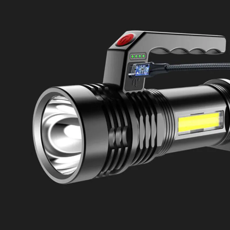 ハイパワーLEDフラッシュ,ポータブル懐中電灯,USB充電器,懐中電灯,フラッド,サーチライト,ハンティング,p1