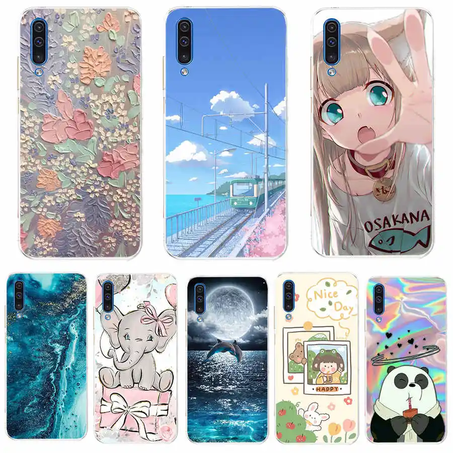 FOR Funda Samsung A50 Case Soft Silicone Cover FOR Samsung Galaxy A50 A 50 2019  A505F SM-A505F Cute cat Phone Cases Couqe