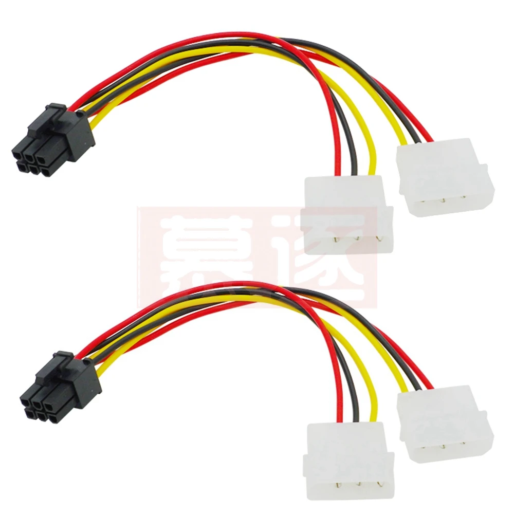 15 CM PC Computer DIY ATX Dual 4Pin 4 P Molex naar Grafische Videokaart PCI-E PCIe 6Pin 6 P Voeding Kabel Koord 18AWG Draad