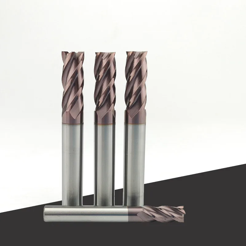 HRC58 Cnc Carbide End Mills Legering Coating Wolfraam Stalen Frees Gereedschap 4 Fluit 1 2 4 5 6 8 12Mm Schacht Maching Frees