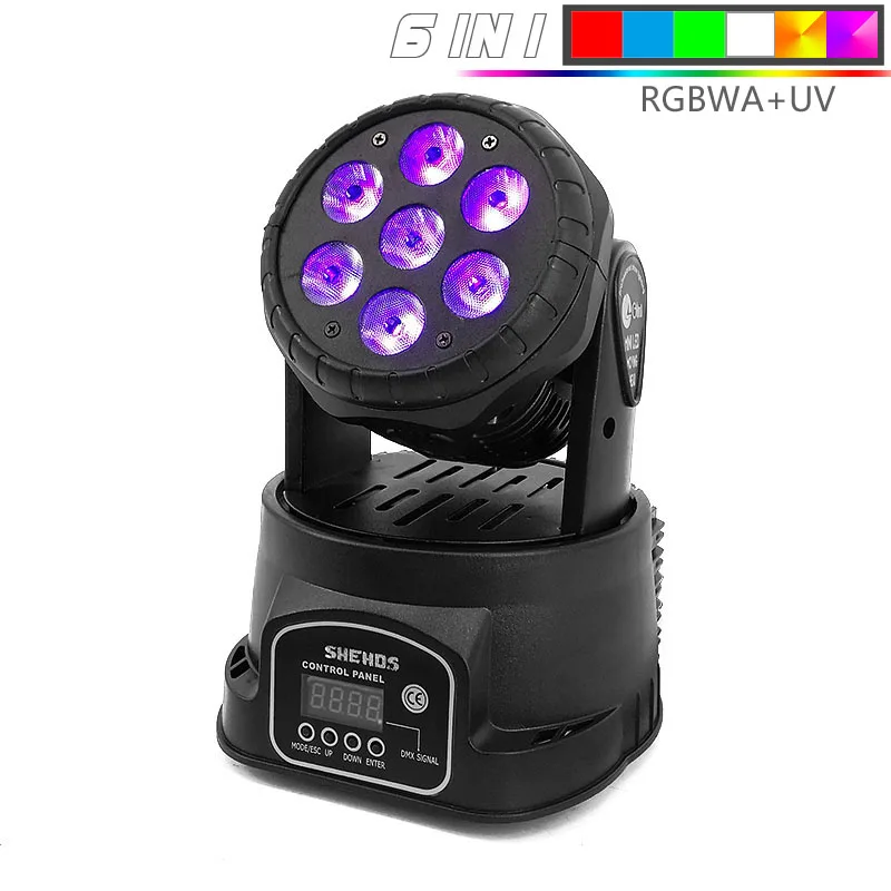 New 7x18W LED Moving Head Light RGBWPA 6in1 DMX Wash Light For DJ Club Stage Projector Disco 12/16CH