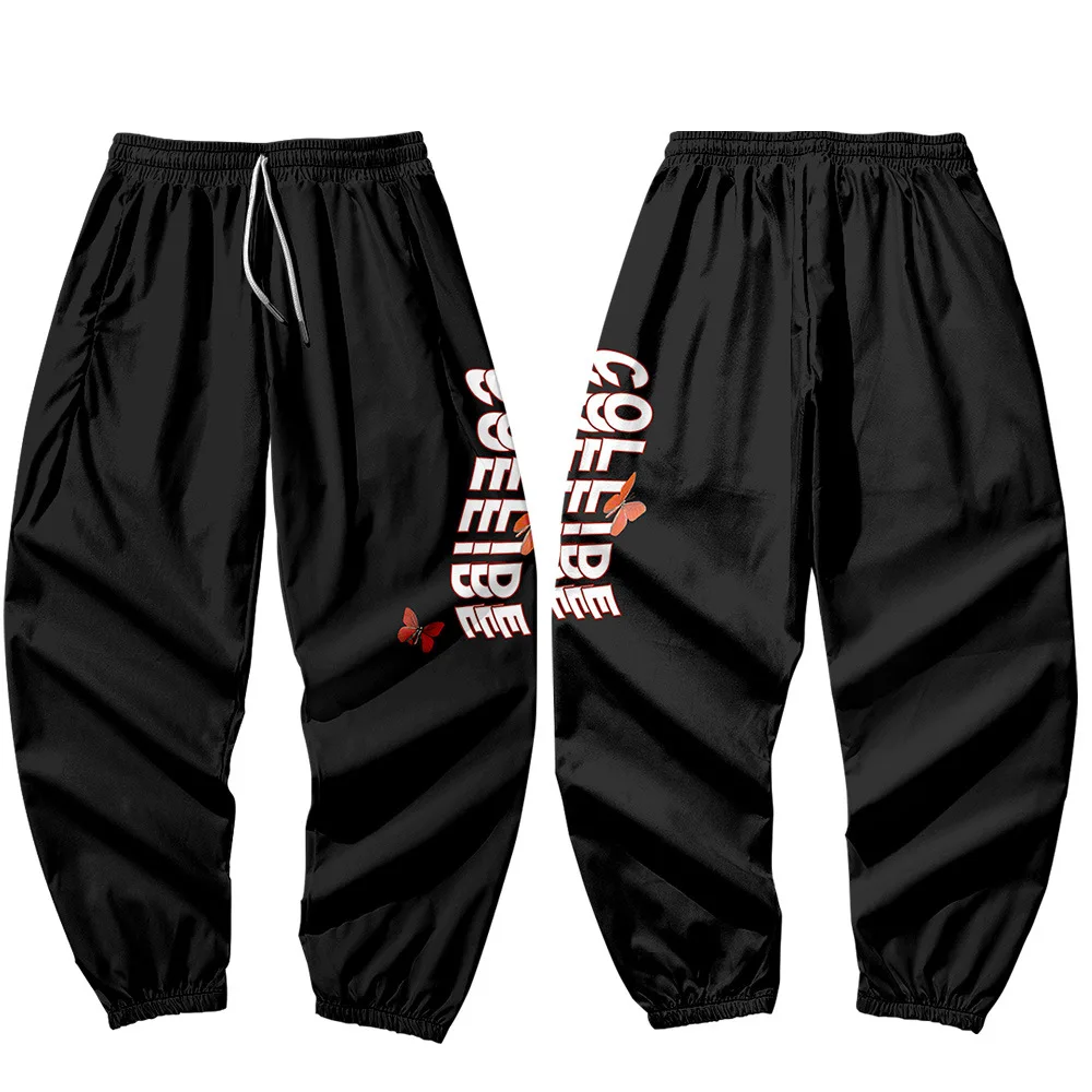 

Men Fashion Casual Trousers Letter Butterfly Printed Japanese Harajuku Streetwear Hip Hop Overalls Harem Pants Sweatpants