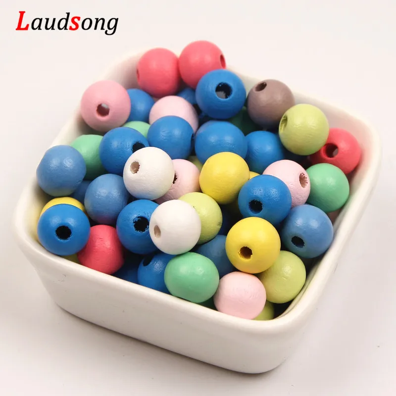 Natural Wood Beads Mixed Color Wooden Round Ball Spacer Loose Beads For Jewelry Making DIY Bracelet Necklace 8/10/12mm