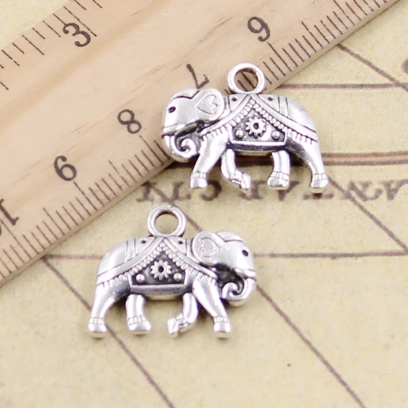 10pcs Charms Thailand Mounts Elephant 16x20mm Tibetan Bronze Silver Color Pendants Antique Jewelry Making DIY Handmade Craft