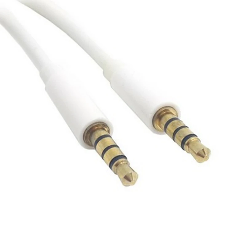 high quality 3.5mm Male to 3.5mm Male 4 Pos Cable for Car Audio stereo AUX Lin in 100cm 1m 3ft White