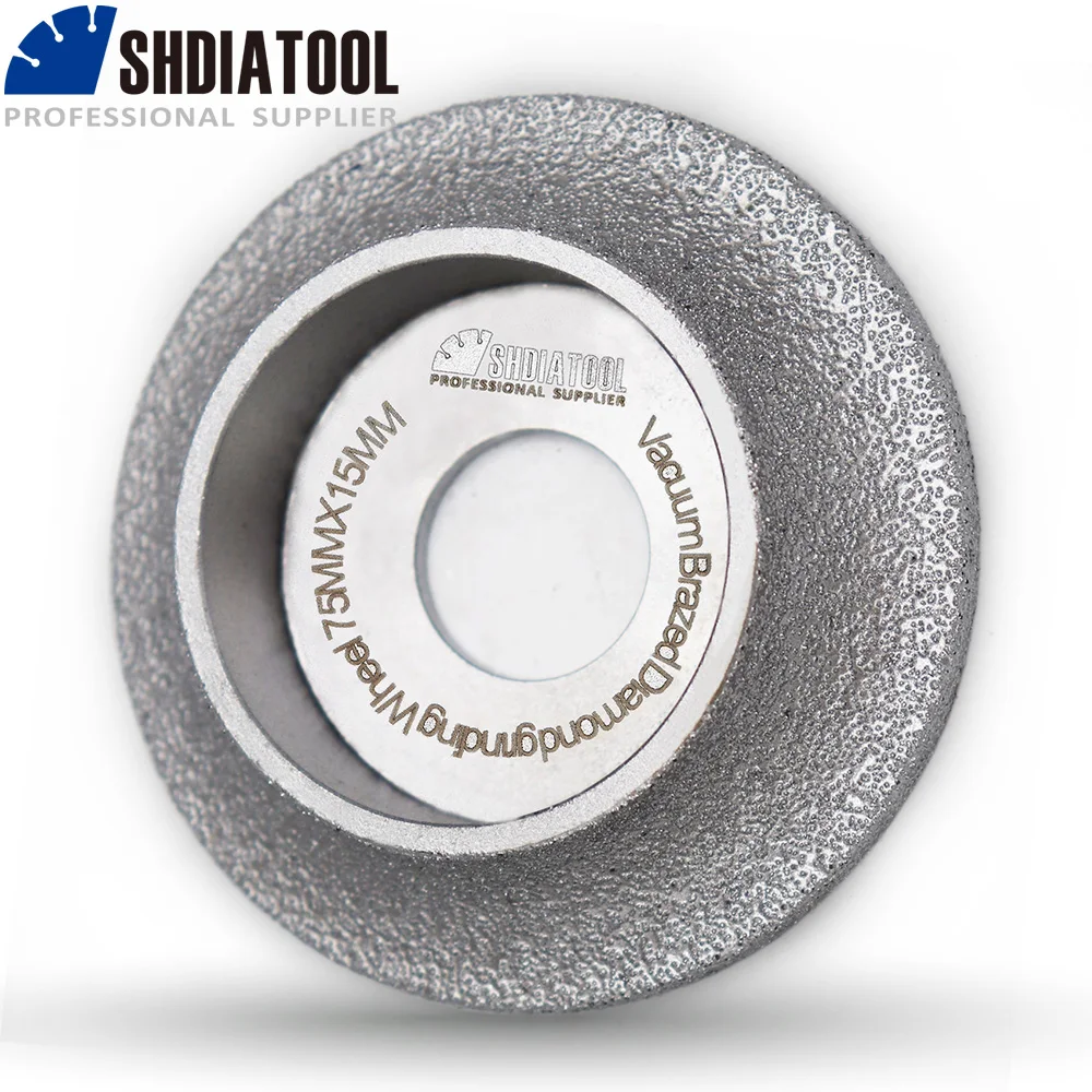 SHDIATOOL 1PC Diamond Grinding Wheel Vacuum Brazed Demi-bullnose Edge Profile Diameter 3 Inches/75mm Grinding Disc Diamond Wheel