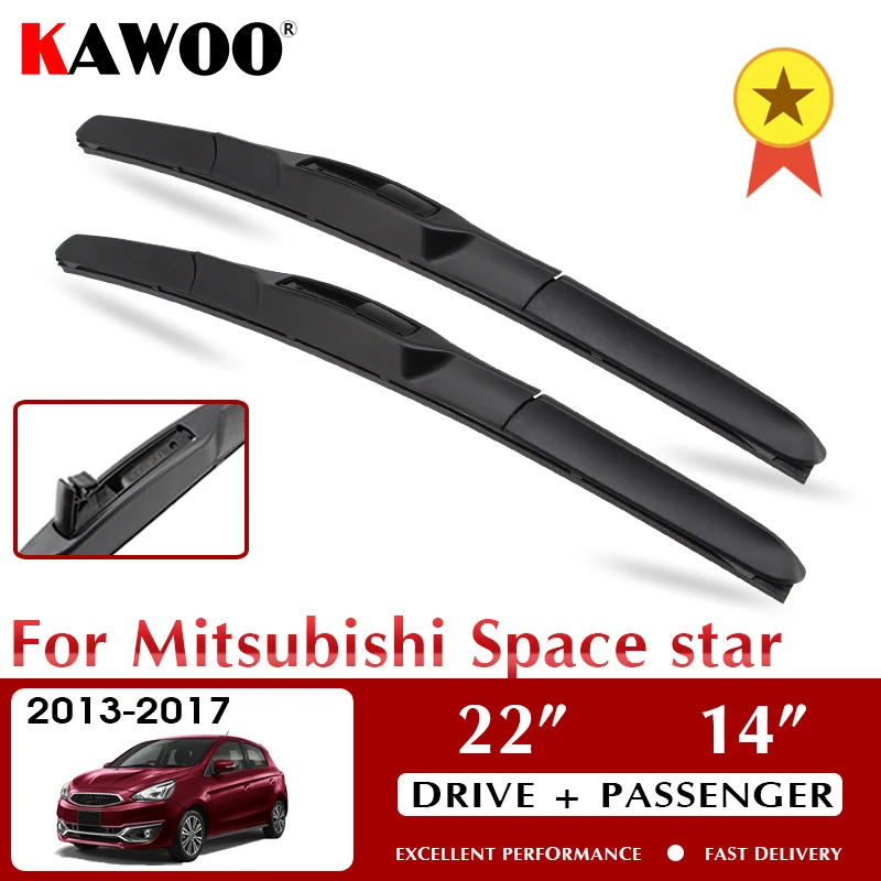 

KAWOO Wiper Car Wiper Blades For Mitsubishi Space star 2013-2017 Windshield Windscreen Front Window Accessories 22"+14" LHD RHD