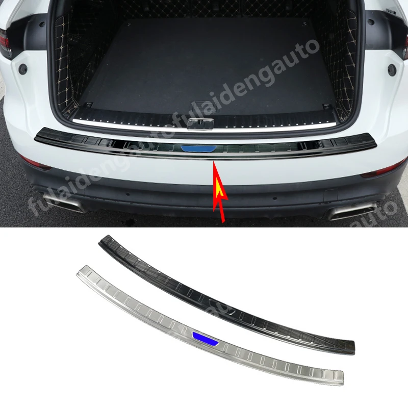 For Porsche Cayenne 2018 2019 Silver/Black titanium  Car Rear Trunk Bumper Protector  Cover Guard trim Car Styling Accessories