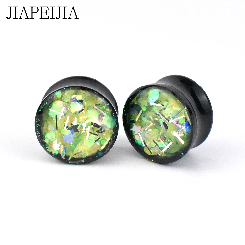 6-30mm Colorful Paillette Acrylic Ear Tunnels Gauge and Plugs Stretcher Expander Piercing Earring