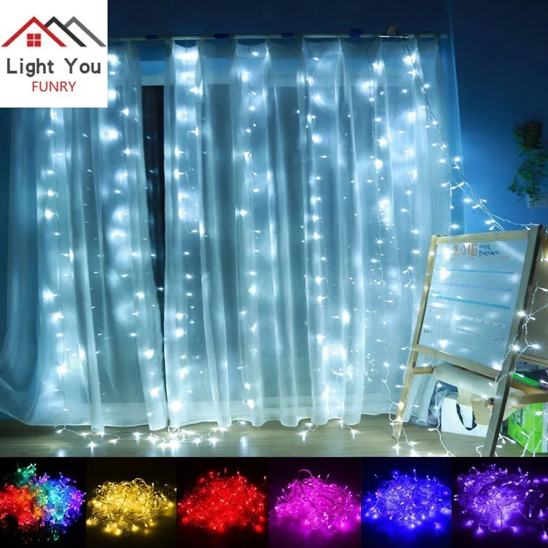 Curtain light string Lantern strip 3*2 m 224LED wedding decoration background light venue layout Christmas day decoration lights