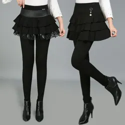 2020 autumn and winter inside velvet outer wear leggings skirt women leggings fake two-piece culottes DDK492