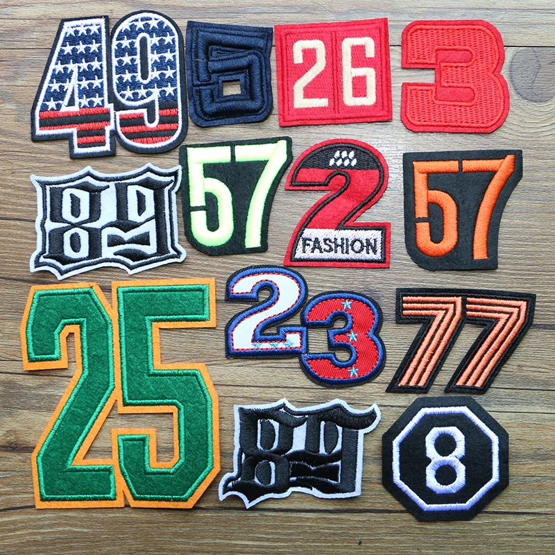 Punk Style 2 23 57 49 89 25 8 3 Number Star Icon Embroidery Applique Patches for Clothing DIY Sew up Badges on the Backpack