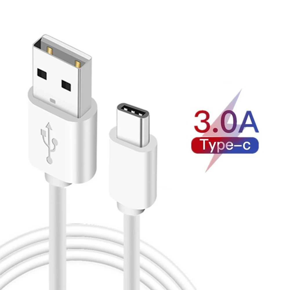 1 m long USB Type C Cable for Samsung S10 S9 3A USB Charging Type-C Charger Cable for Redmi note 8 pro USB-C Cabo PVC