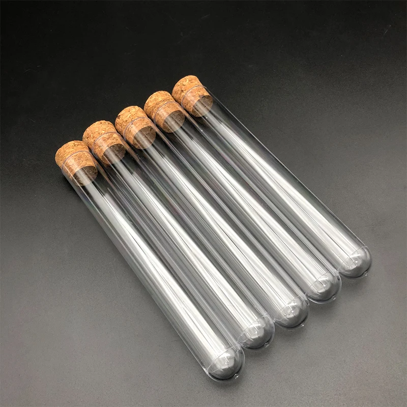 20pcs 20x150mm Lab Clear Plastic Test Tubes With Corks Stoppers Wedding Favor Gift Tube Laboratory School