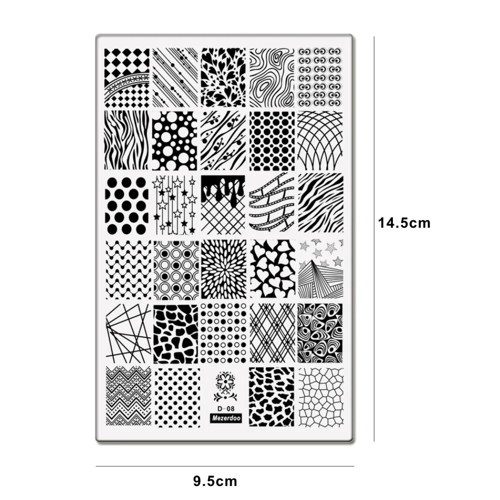 Animal Zebra Strips Pattern Stamping Template Geometry Line Design 9.5*14.5CM Large Size Nail Plate Printer Nail Image Plate D08