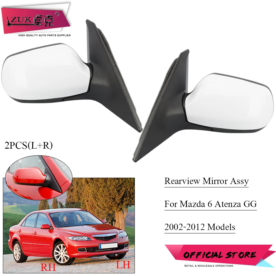 

ZUK 2PCS Outer Side Rearview Mirror Assy For MAZDA 6 GG1 2005 2006 2007 2008 2009 2010 2011 2012 3-PINS 5-PINS Electric Folding