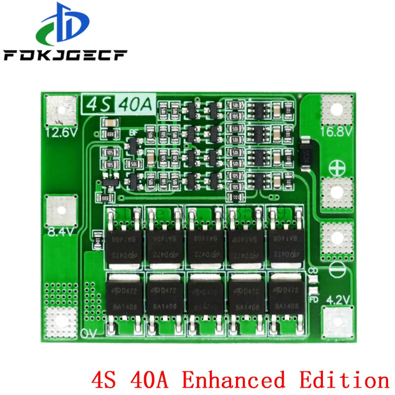 4S 40A Li-ion Lithium Battery Protection Board 18650 Charger PCB BMS For Drill Motor 14.8V 16.8V Enhance/Balance