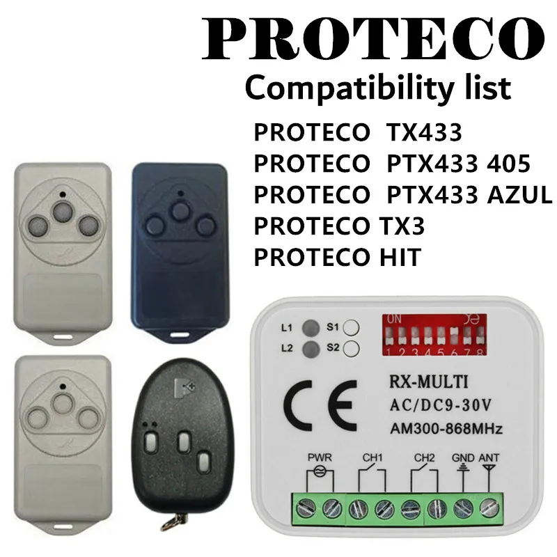 PROTECO TX312 remote control compatible copy PROTECO gate garage door 433mhz 868mhz remote control receiver