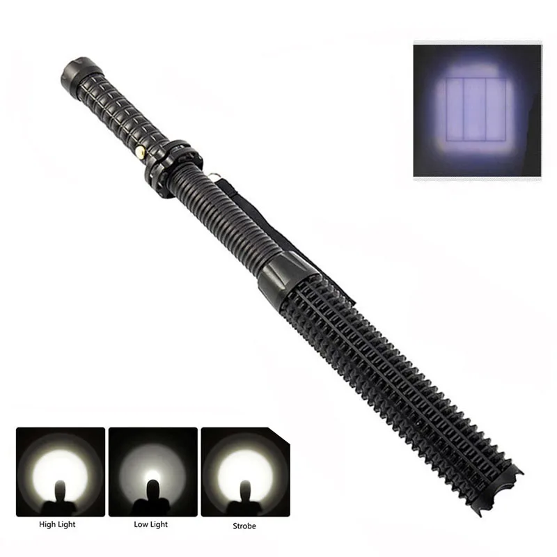 TMWT Self-defense Baton Flashlight Telescopic Zoomable Security Patrol Flashlight Alloy 3 Light Modes Torch