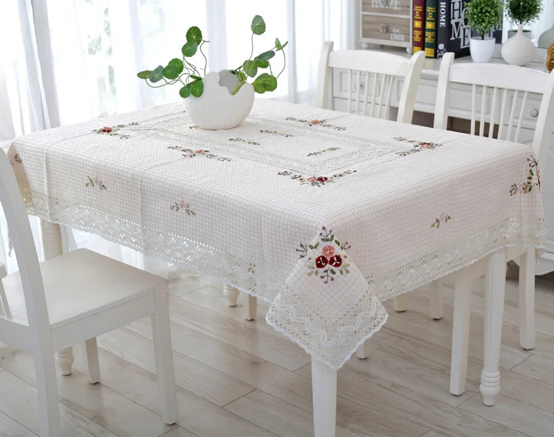 New Hot Sale Elegant Handmade Crochet Tablecloth Cover Ribbon Embroidery Crocheted Table Cloth Linen Overlay