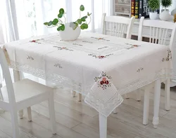 New Hot Sale Elegant Handmade Crochet Tablecloth Cover Ribbon Embroidery Crocheted Table Cloth Linen Overlay