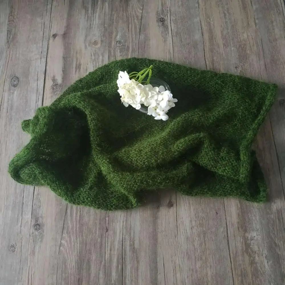 بطانية العشب للطفل التصوير الدعائم ، الوليد الموهير handknit التفاف غطاء مع قبعة