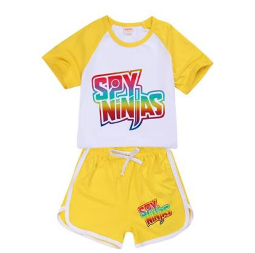 100-170 New Fashion Spy Ninjas T-shirt Shorts Casual Sports Suit Kids Boutique Clothing Wholesale Baby Girl Tops Set Boys Tshirt